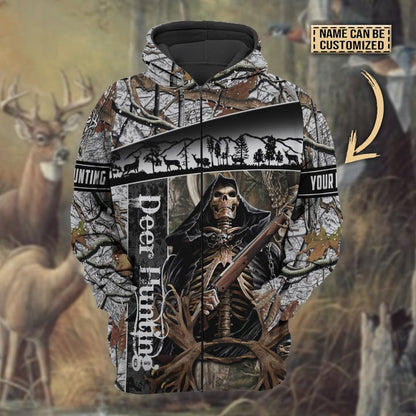 Personalized Name The Death Deer Hunting Hoodie & Zip Hoodie 3D Multicolor