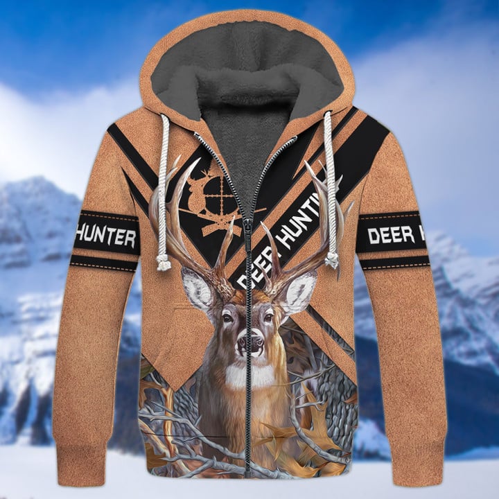 Deer Hunting Leather Brown Style 3D Hoodie T Shirt SO19