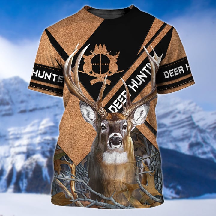 Deer Hunting Leather Brown Style 3D Hoodie T Shirt SO19