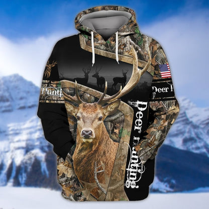 Deer Hunting America Flag Hoodie SO