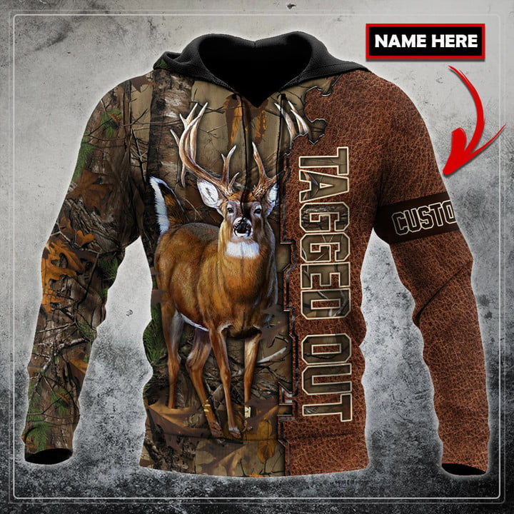 Max Corner PERSONALIZED DEER HUNTING Leather Pattern 2 All Over Printed Shirt Gift For Hunter