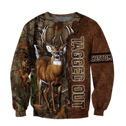 PERSONALIZED DEER HUNTING Leather Pattern 2 All Over Printed Shirt Gift For Hunter