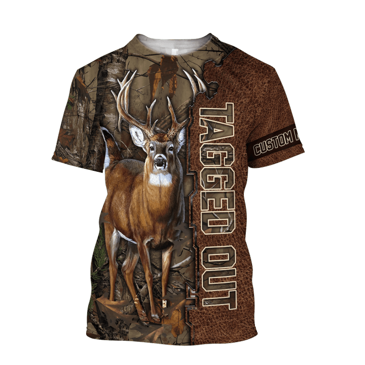 PERSONALIZED DEER HUNTING Leather Pattern 2 All Over Printed Shirt Gift For Hunter