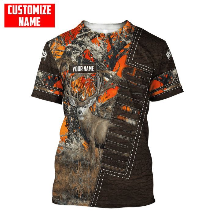 PERSONALIZED DEER HUNTING Leather Pattern 1 All Over Printed Shirt Gift For Hunter