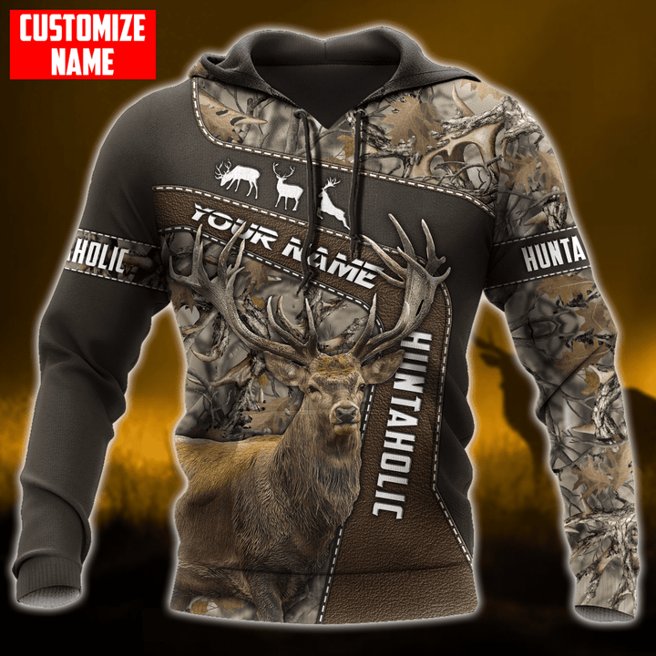 Max Corner PERSONALIZED DEER HUNTING Leather Pattern All Over Printed Shirt Gift For Hunter