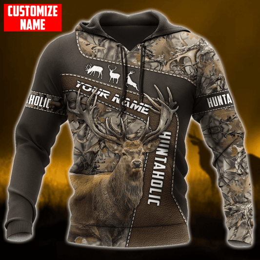 Max Corner PERSONALIZED DEER HUNTING Leather Pattern All Over Printed Shirt Gift For Hunter