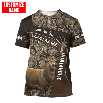 PERSONALIZED DEER HUNTING Leather Pattern All Over Printed Shirt Gift For Hunter