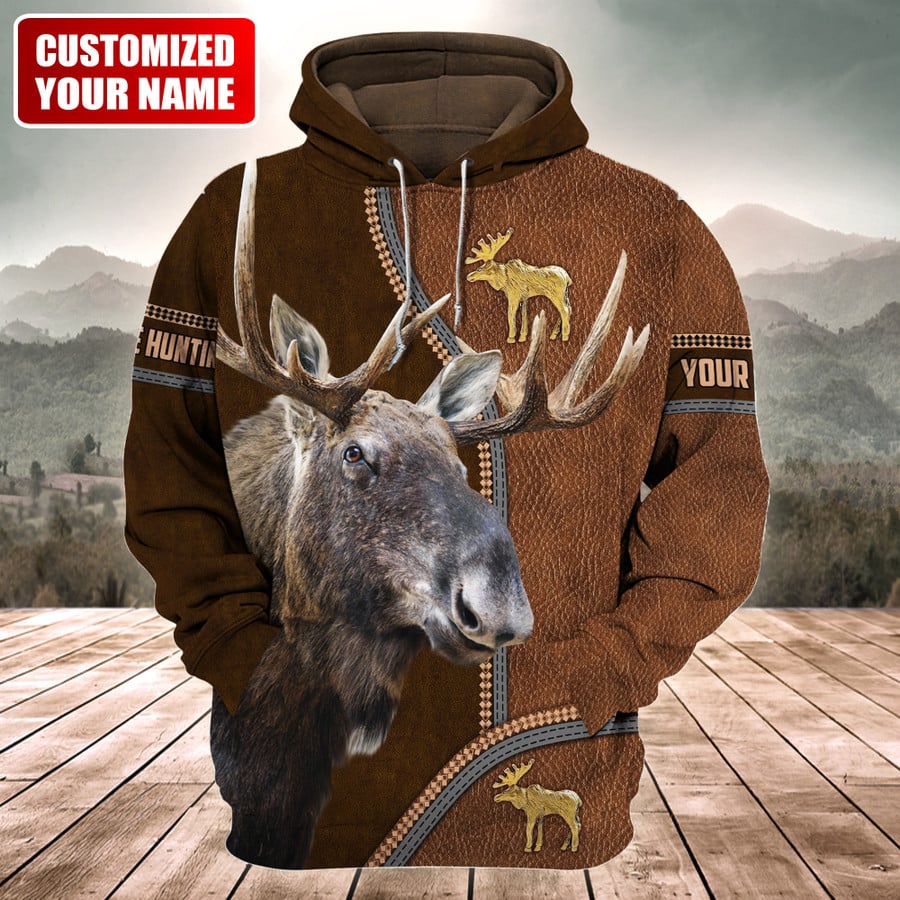 Personalized Name Moose Hunting Q3 All Over Printed Unisex HM - Shirts