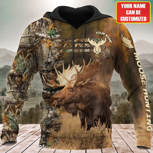 Personalized Name Moose Hunting Q4 All Over Printed Unisex HM - Shirts