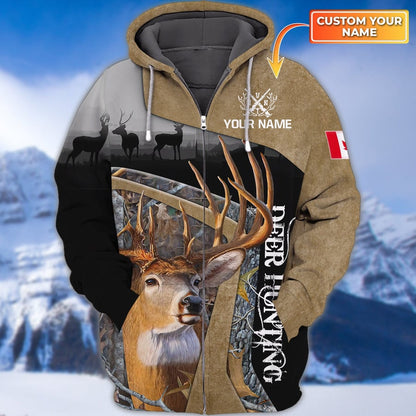 Canada Hunting - Personalized Name 3D Zipper hoodie SO19