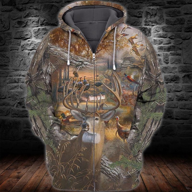 Deer Hunting Camo Zipper Hoodie SO