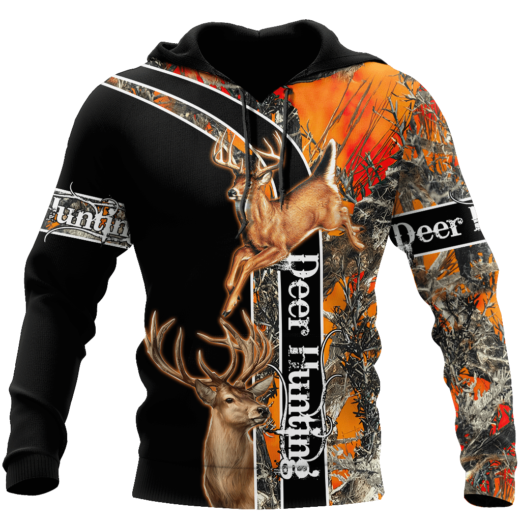 Orange Deer Hunting Hoodie 3D Custom All Over Printed Shirts Gift For Hunter