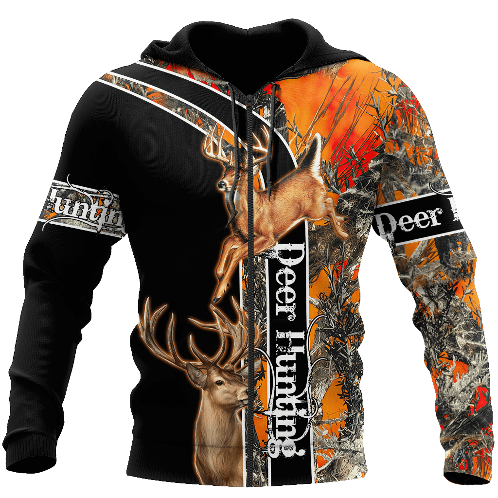 Orange Deer Hunting Hoodie 3D Custom All Over Printed Shirts Gift For Hunter