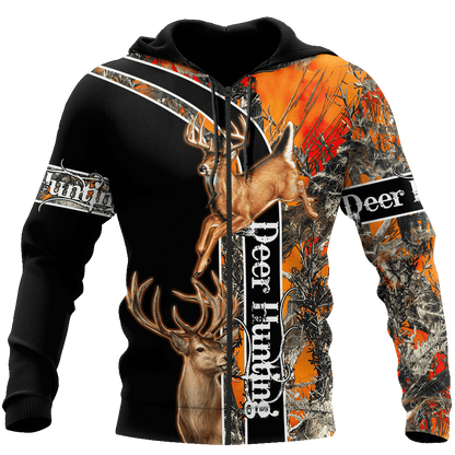 Orange Deer Hunting Hoodie 3D Custom All Over Printed Shirts Gift For Hunter