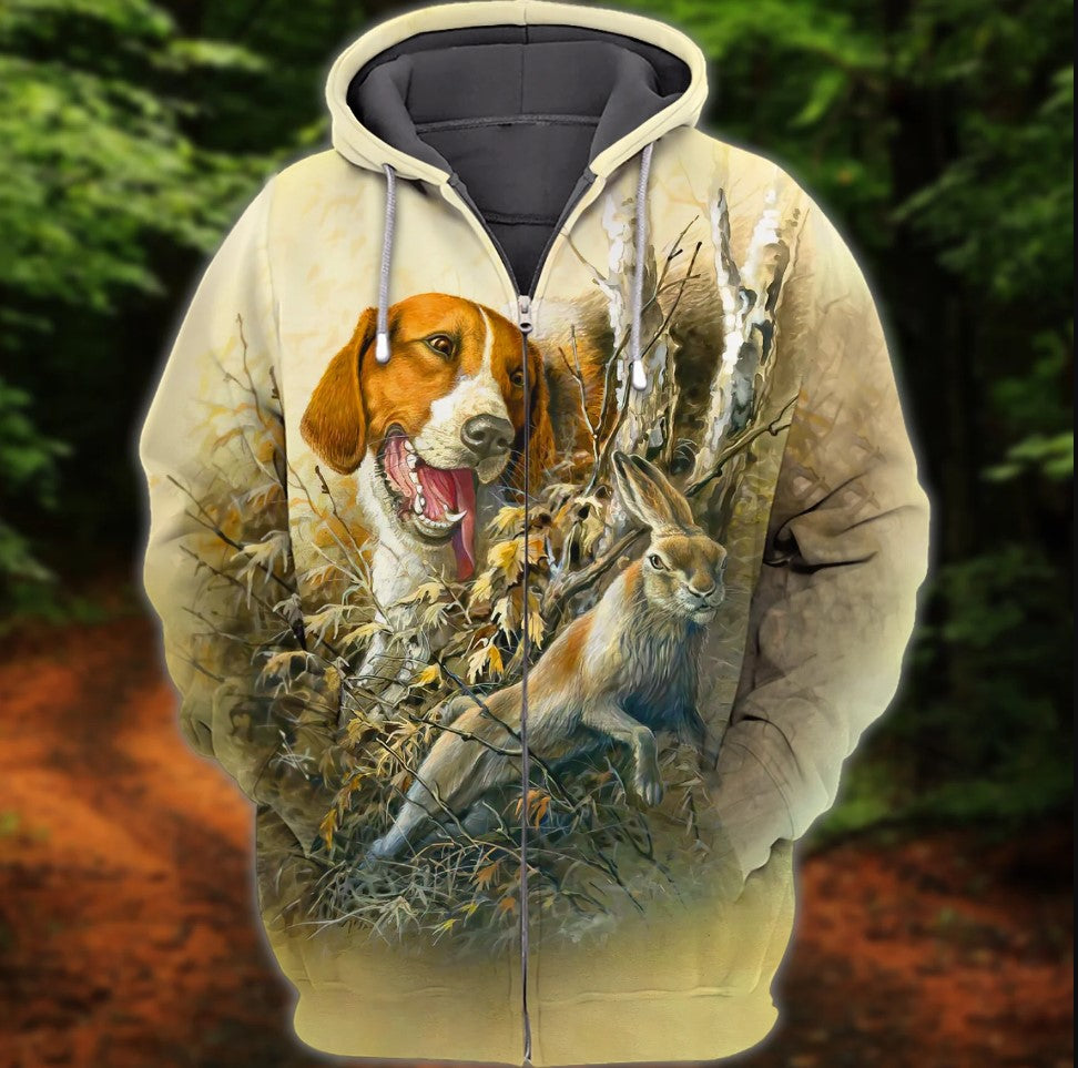 Rabbit Hunting With Beagles Shirt 3D All Over Printed Clothes