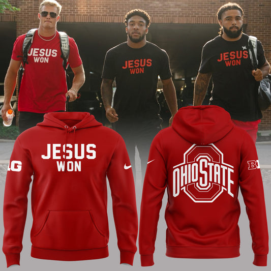 Limited Edition JESUS WON - OHIO STATE Football Red Hoodie 2024