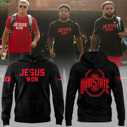 Limited Edition JESUS WON - OHIO STATE Football Black Hoodie 2024