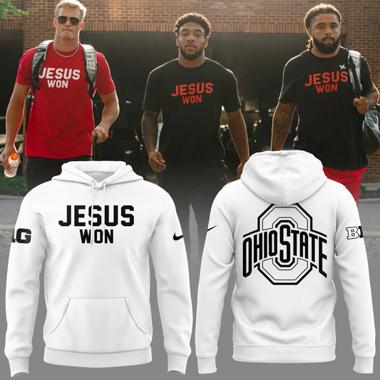 Limited Edition JESUS WON - OHIO STATE Football White Hoodie 2024