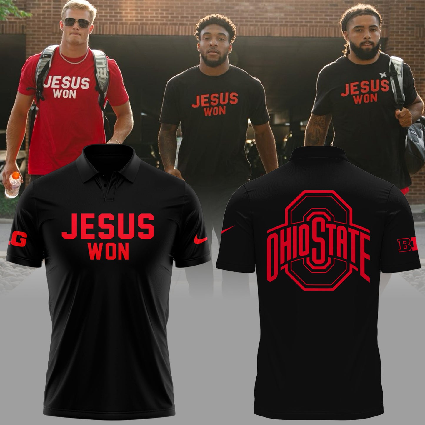 Limited Edition JESUS WON - OHIO STATE Football Black Polo 2024