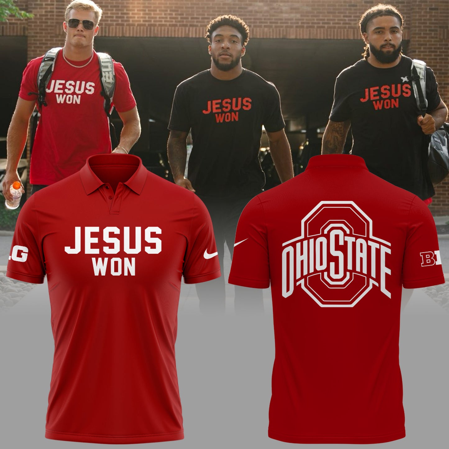 Limited Edition JESUS WON - OHIO STATE Football Black Polo 2024