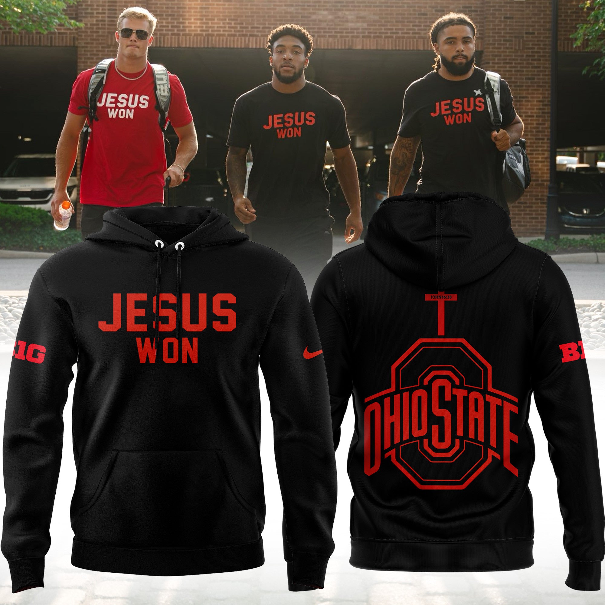 Limited Edition JESUS WON OHIO STATE Football Black Hoodie 2024 Fabled Stitches