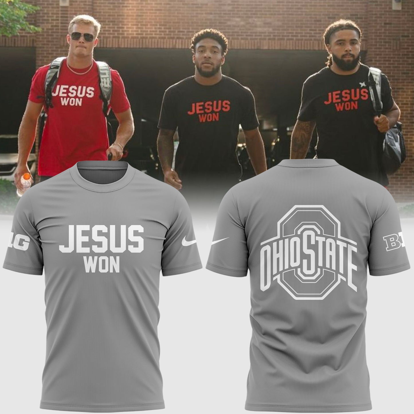 Limited Edition JESUS WON Grey OHIO STATE T-Shirt 2024