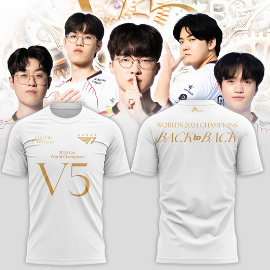 T1 Limited Edition V5 World Champions Worlds Tee, SKT T1 Tee Worlds championshis