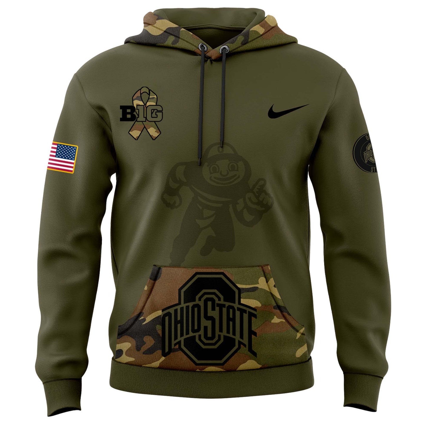 Ohio State Buckeyes Camo 2024 Salute to Service Club Fleece Pullover Hoodie