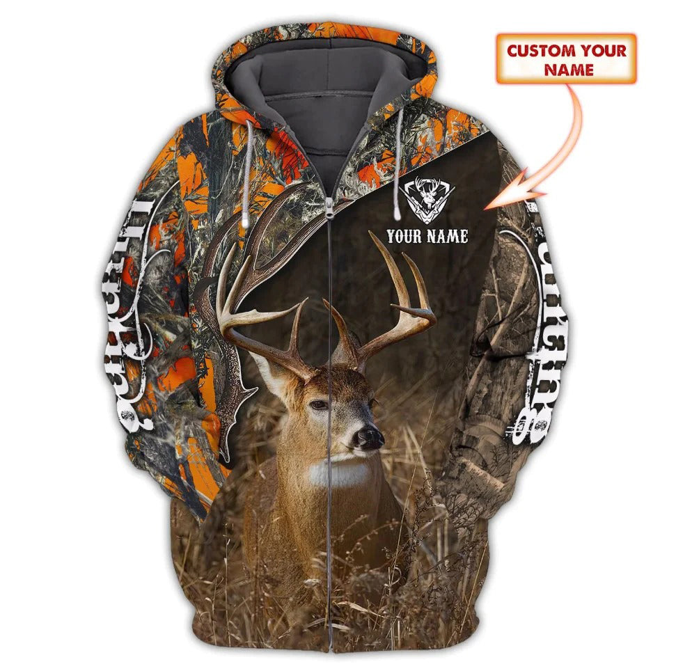 Custom Name Hunting Deer Camo Shirt 3D All Over Printed Clothes