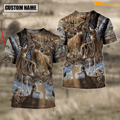 Custom Name Hunting Deer Autunm Style Shirt 3D All Over Printed Clothes