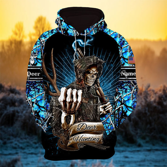 Personalized Cool Deer Hunter Skull Deer Hunting Hoodies 3D