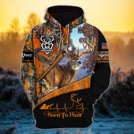 Personalized Born To Hunt Premium Deer Hunting Hoodies 3D