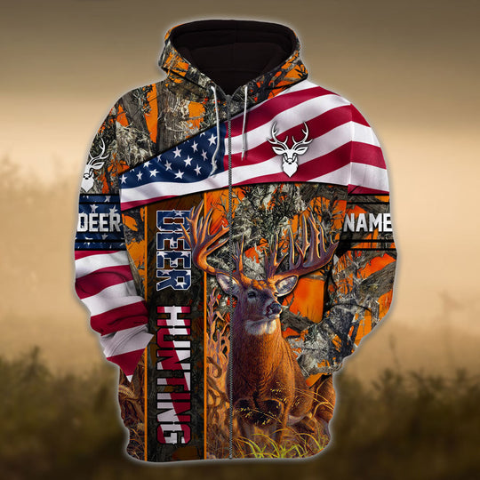 Personalized Eternity A Friend From The Past New Flag Deer Hunting Zipper Hoodies