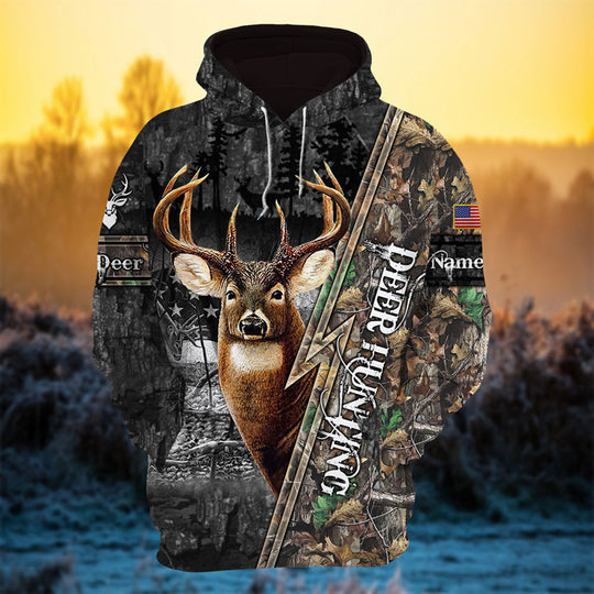  Personalized Best American Flag Deer Hunting Hoodie