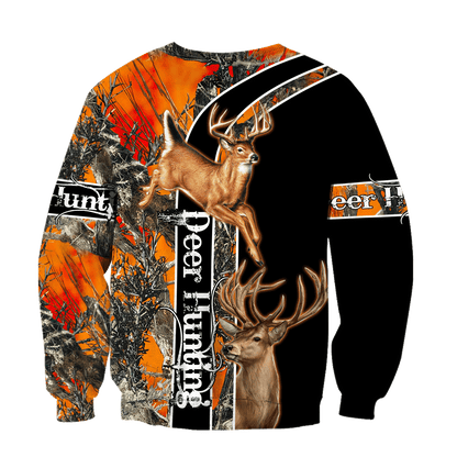 Orange Deer Hunting Hoodie 3D Custom All Over Printed Shirts Gift For Hunter