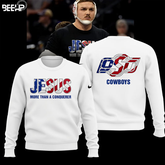 Wyatt Hendrickson Jesus More Than A Conquerer Sweatshirt - Oklahoma State University Cowboys