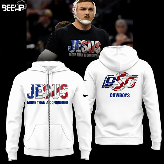 Wyatt Hendrickson Jesus More Than A Conquerer Zip Hoodie - Oklahoma State University Cowboys