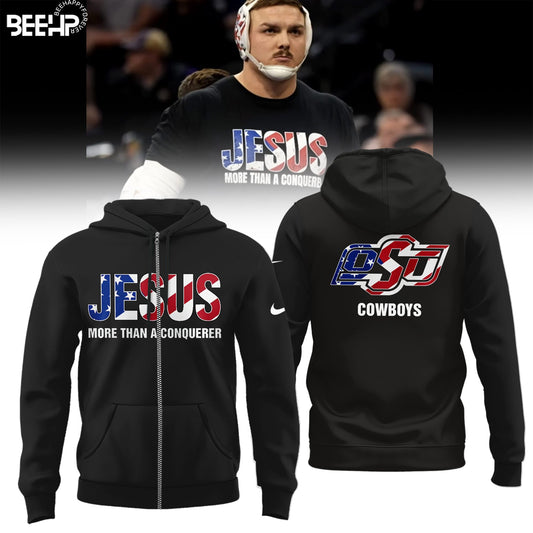 Wyatt Hendrickson Jesus More Than A Conquerer Zip Hoodie - Oklahoma State University Cowboys