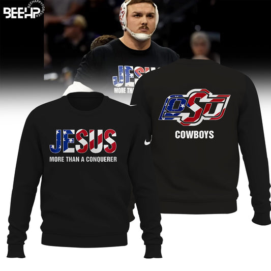 Wyatt Hendrickson Jesus More Than A Conquerer Sweatshirt - Oklahoma State University Cowboys
