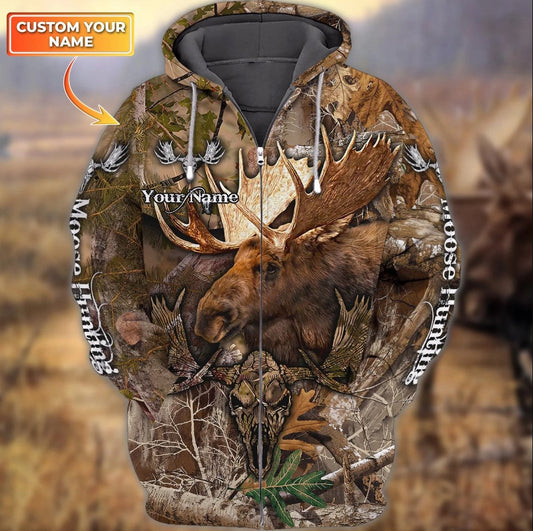 Custom Name Hunting Moose Art 3D All Over Printed Clothes