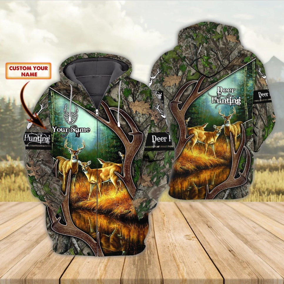 Custom Name Hunting Deer Shirt 3D All Over Printed Clothes