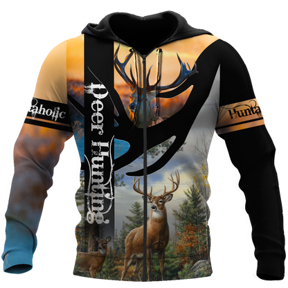 Huntaholic 4 Deer Hunting 3D All Over Printed Shirts Gift For Hunter