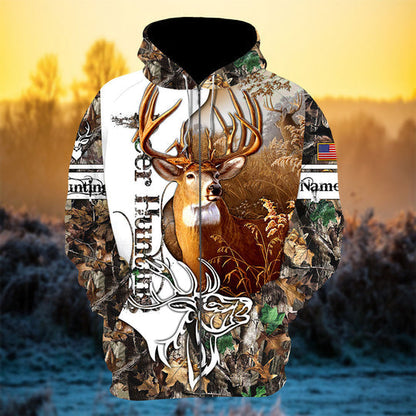 Personalized Hot Unique Deer Hunting 3D Zipper Hoodie