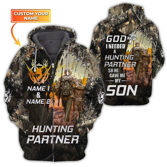 Custom Name Hunting Father And Son Shirt 3D All Over Printed Clothes