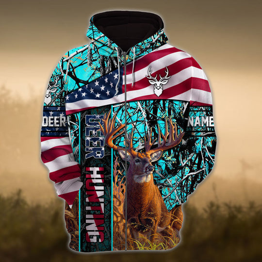 Personalized Eternity A Friend From The Past New Flag Deer Hunting Zipper Hoodies