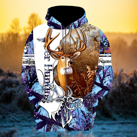 Personalized Hot Unique Deer Hunting 3D Zipper Hoodie