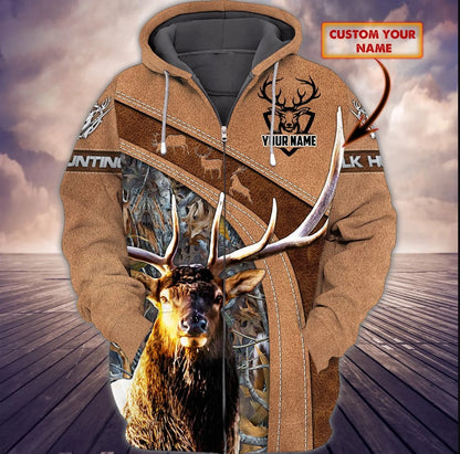 Custom Name Hunting Elk Shirt 3D All Over Printed Clothes