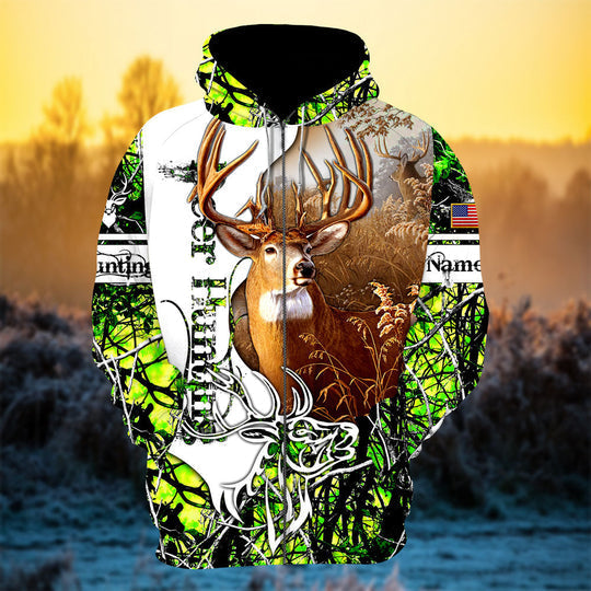 Personalized Hot Unique Deer Hunting 3D Zipper Hoodie