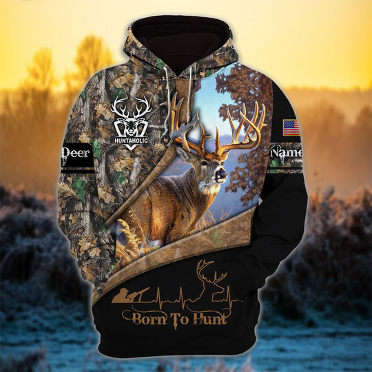 Personalized Born To Hunt Premium Deer Hunting Hoodies 3D