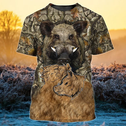 Wild Boar Hunting All Over Printed 3D Shirts